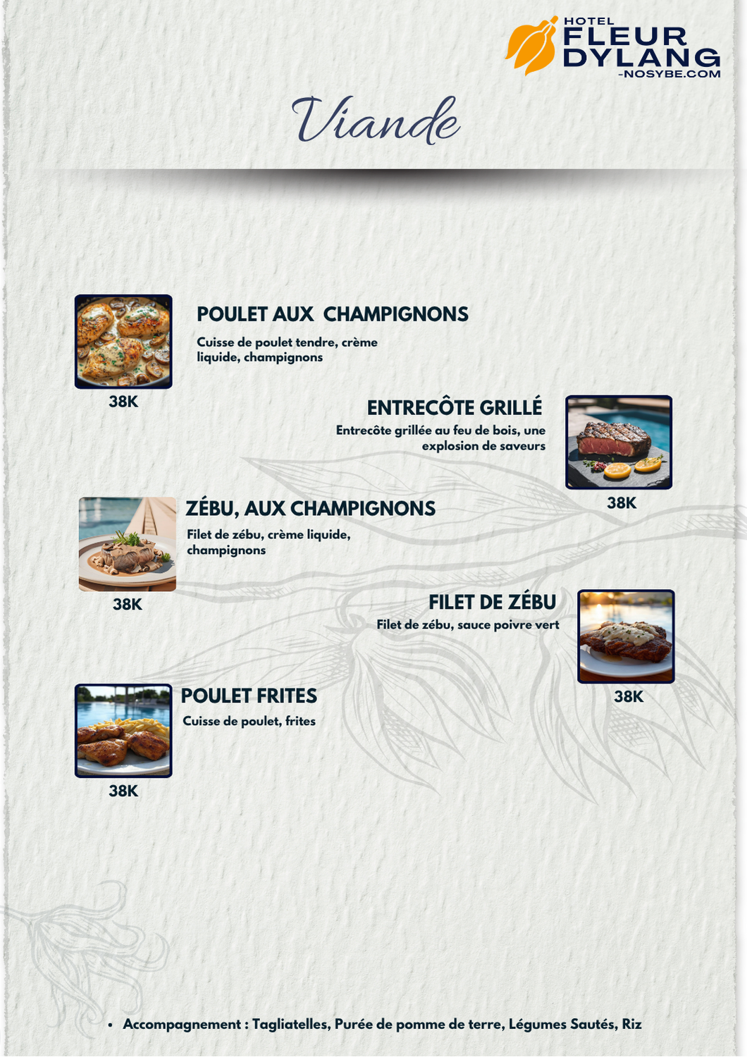 Carte Viande — Restaurant Fleur d'Ylang
